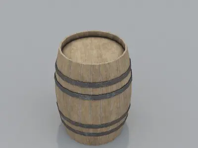 Wooden Barrel PBR Low-poly 3D model