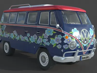  Volkswagen 1974 T1 Transporter 3D model