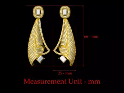 Beautiful Diamond Earring -  0016  3D print model