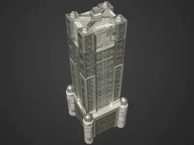 SciFi Building 3 Low-poly 3D model