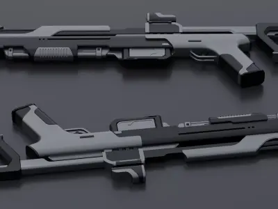 Sci-Fi Shotgun Game Ready Low-poly 3D model