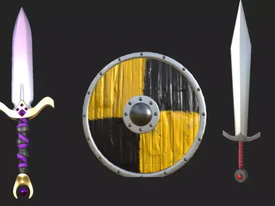 Medieval weapon pack Low-poly 3D model get