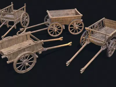 Medieval Cart collection 3D Model Pack