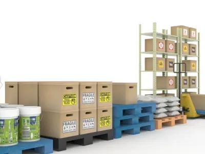 Warehouse Storage Pack Low-poly 3D model