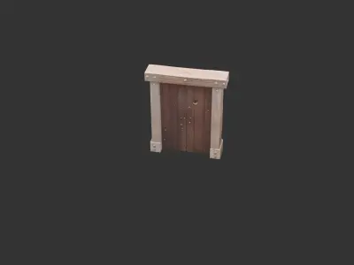 Rustic Wooden Tavern Door Low-poly 3D model