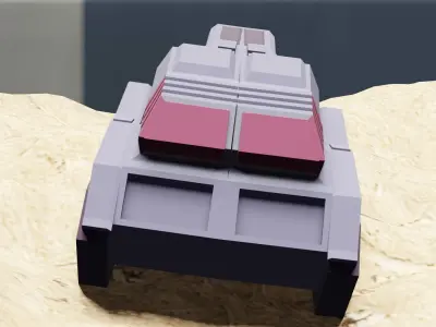 Tank with terrain painting Low-poly 3D model