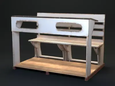 Early 20th Century Bench 1920s Low-poly 3D model