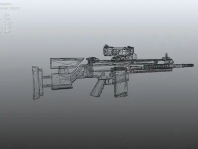 AVA Assualt Rifle Low-poly 3D model