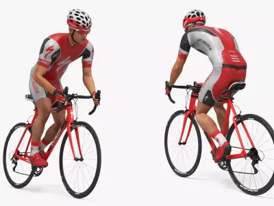 Specialized Cyclist Rider Set Animated Rigged For Maya 3D model
