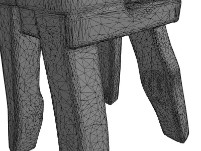 Rustic Wooden Stool PBR Low-poly 3D model