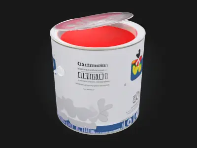 Red Paint Can Realistic Container Model for Workshop 3D model