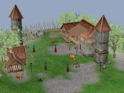 Modular Medieval Village - Blender Project Low-poly 3D Model Low-poly 3D model purchase