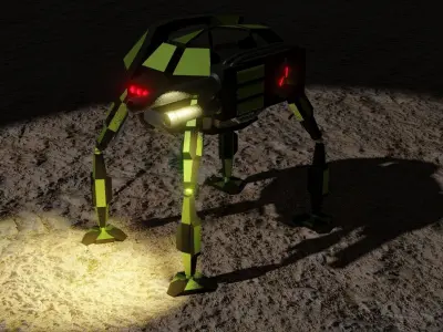 Futuristic Turtle Mech War Robot FT-49 Low-poly 3D model