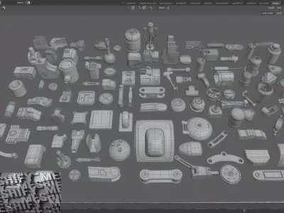 Sci-Fi Kitbash  Props Pack 3D model
