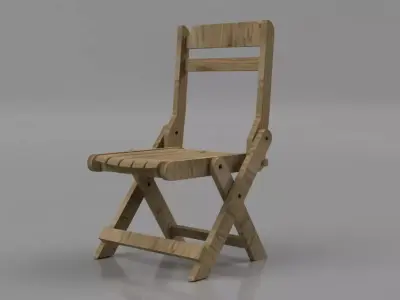 Wooden Foldable Chair Low-poly 3D model