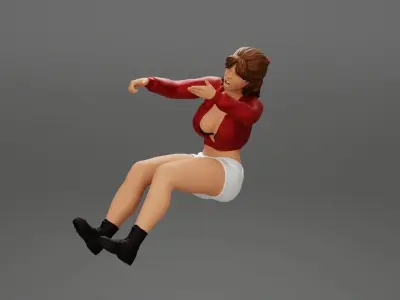 Angry Young Woman in mini shirt screaming In The Car 3D print model
