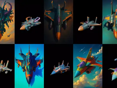 AirCraft bundle 8 pack 100 glb Low-poly 3D model