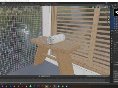 Low-poly modern Bathroom Low-poly 3D model