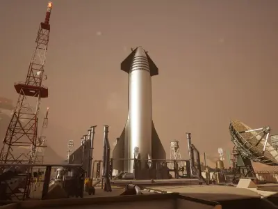 Starship Mars Environment  75 Assets Low-poly 3D model