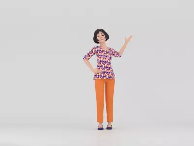 Stylized 3D Female Character Model Fullg Rigged Low-poly 3D model