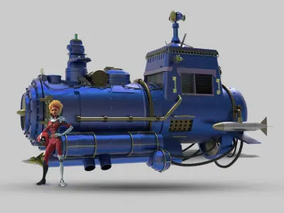 Spaceship steam locomotive 3D print model