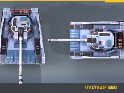 Stylized Tank T80U Low-poly 3D model