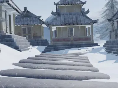 Snowy Mountain Village 3D model shop