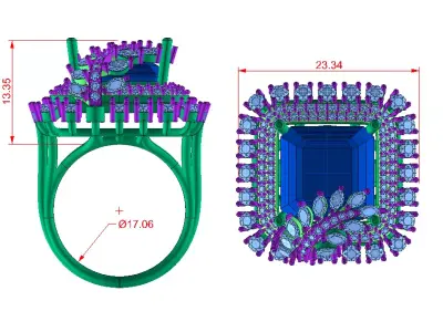cocktail diamond ring 3D print model