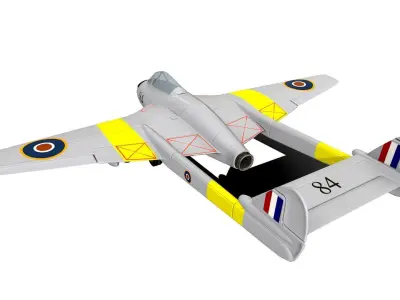 De Havilland Vampire British Fighter Jet Low-poly 3D model