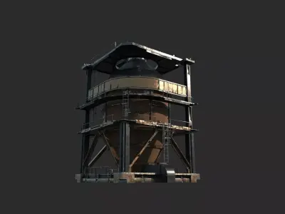Modern industrial facility reactor 3D model