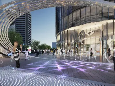 Commercial Plaza Landscape SKP Lumion OBJ  Curved  Structure 3D model