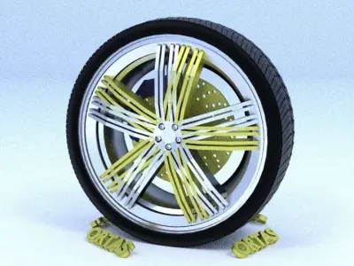 ORTAS CAR RIM 5 GAME READY RIM TIRE AND DISC 3D model