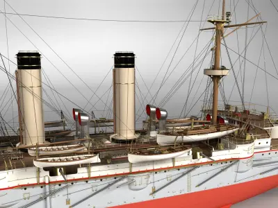 The armored cruiser "Asama". The Empire of Japan, 1900. 3D model