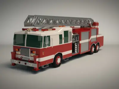 Low Poly Fire Truck Low-poly 3D model