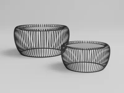 Modern Round Wire Coffee Table Set - Moscow-M 3D model