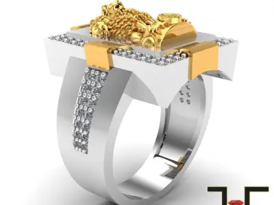 0199 - Ashok Stambh Gold Ring 3D print model