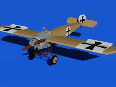 Fokker EIII Low Poly Fighter WWI Low-poly 3D model