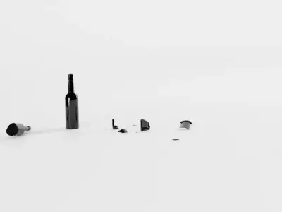 Black Beer Bottle - whole and broken 3D model