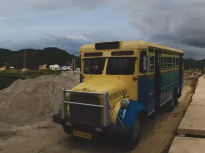 Indian Bus with interior - 1964 vintage model mid poly 3D model