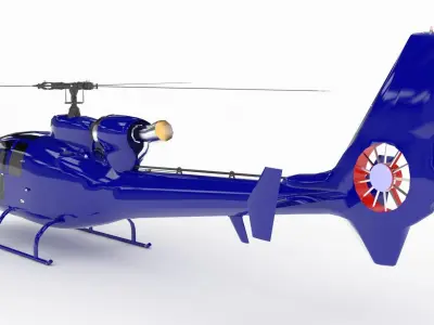Helicopter SA342 Gazelle   Low-poly 3D model