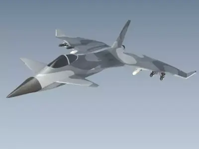 Jetfighter aircraft concept Low-poly 3D model