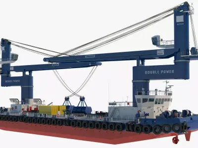 Double Crane Cargo Ship 3D model