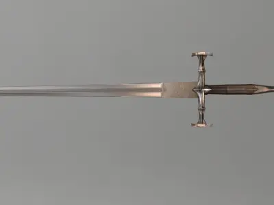 Sword Maltese Cross Medieval Two Handed With Sheath Low-poly 3D model