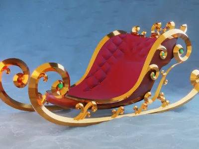 Sleigh wooden with seat 3D model