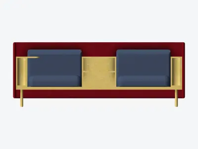 Sofa - Contemporary - Flame - Central Shelf Work Shelf Low-poly 3D model buy