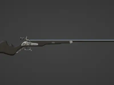 1730 German Percussion Target Rifle Low-poly 3D model