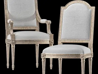 ebanista luciani rectangular dining table  and chair 3D model