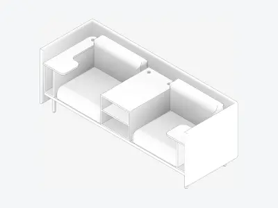 Sofa - Contemporary - Flame - Medium - Central Shelf Work Shelf Low-poly 3D model buy