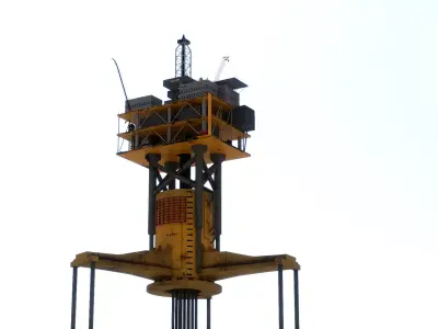 Old TPL Tension Leg Oil Platform Low-poly 3D model