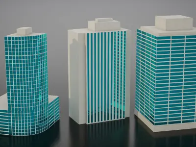 Commercial Backdrop Buildings Low-poly 3D model
